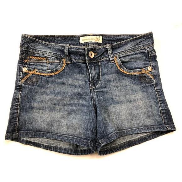 Paris Blues Jean shorts embroidered pockets women's junior's size 7 - Picture 1 of 5